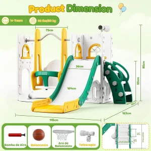 7 in 1 Toddler Playground Slide and Swing Set,