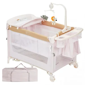 5-in-1 for Babies with Bassinet, Changing Station, Portable Crib & Playpen,