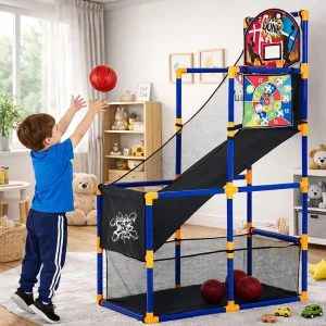 2-in-1 Kids Basketball Arcade Game Set,
